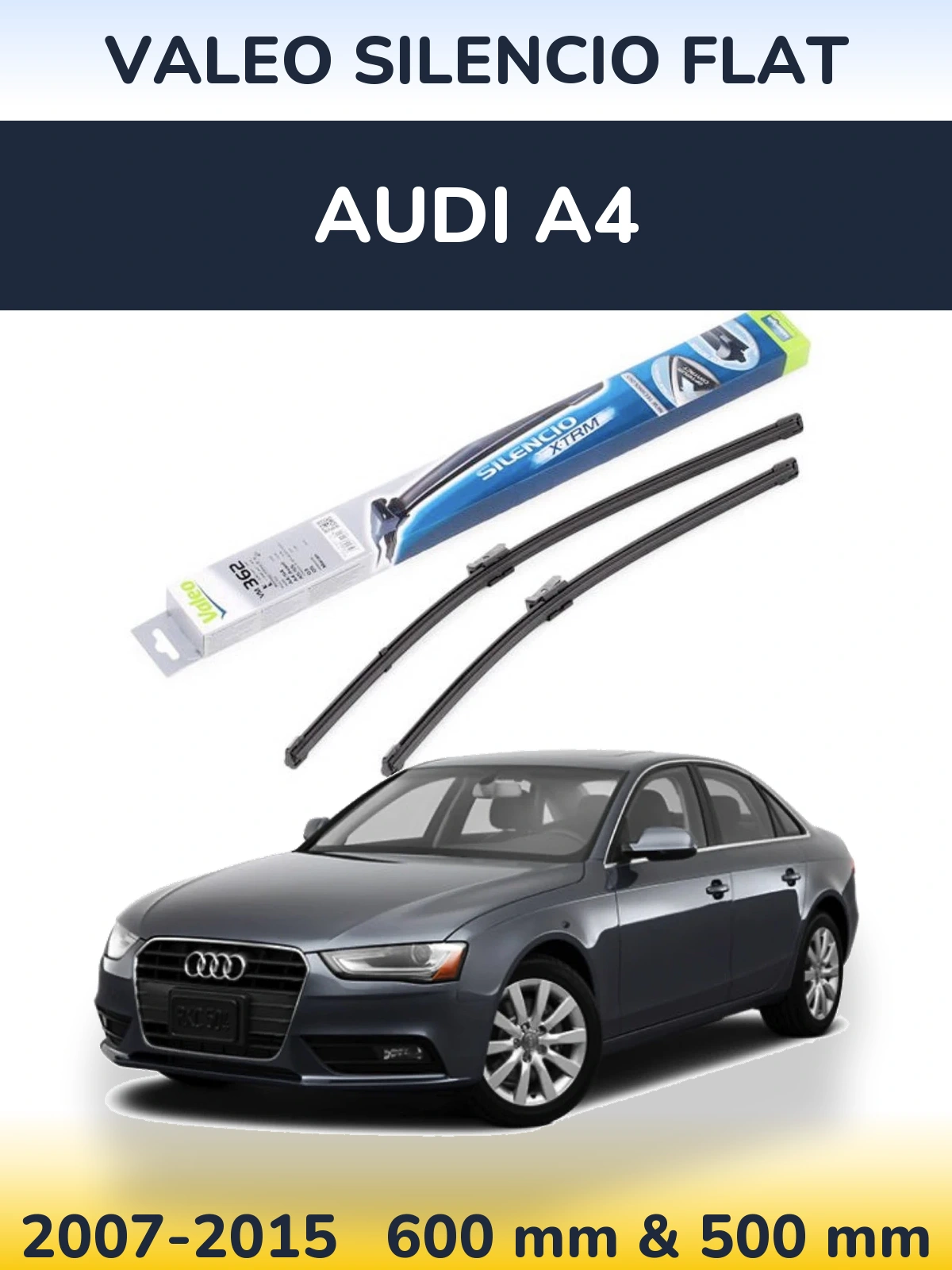 Комплект передніх щіток Valeo Silencio Flat 600 & 500 мм для Audi A4 2007-2015