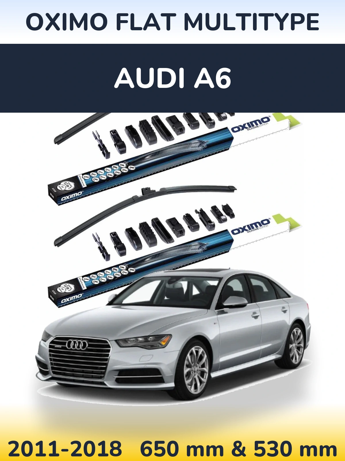 Комплект передних дворников Oximo Flat MultiТипe 650 & 530 мм для Audi A6 2011-2018