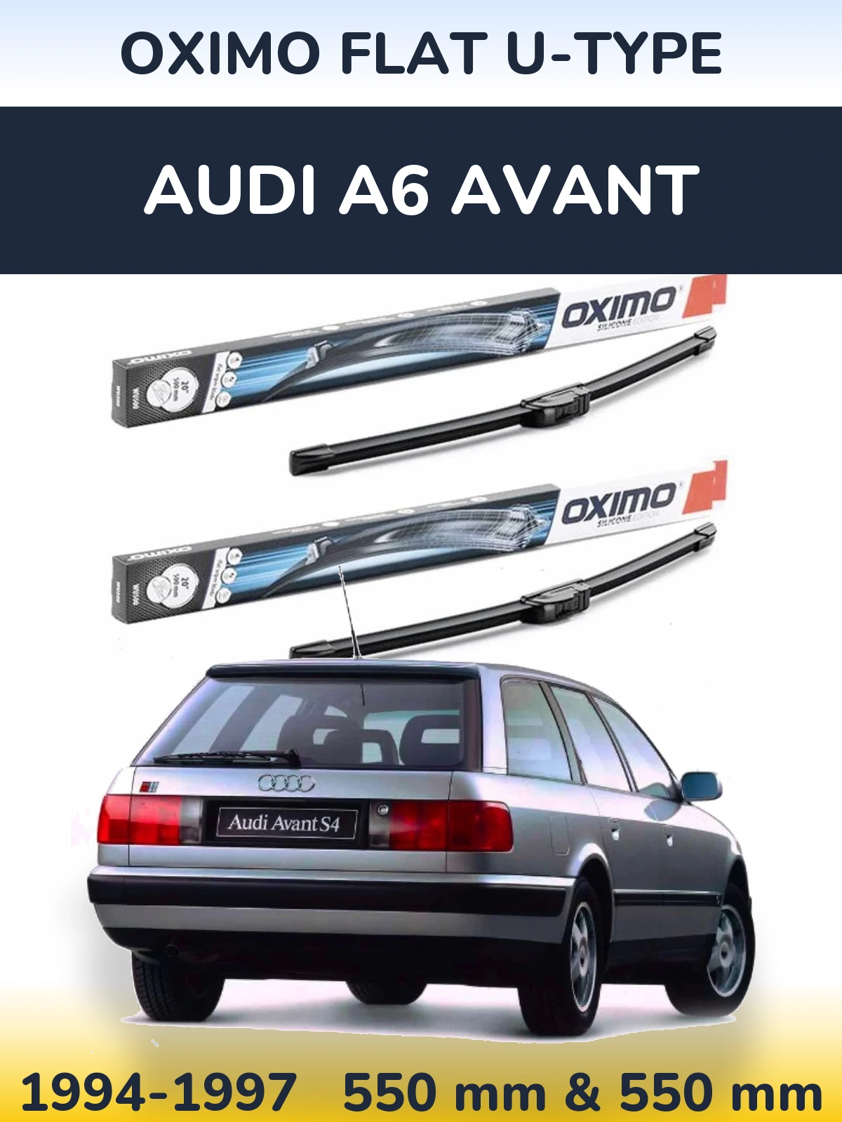 Комплект передних дворников Oximo Flat U-type 550 & 550 мм для Audi A6 Avant 1994-1997