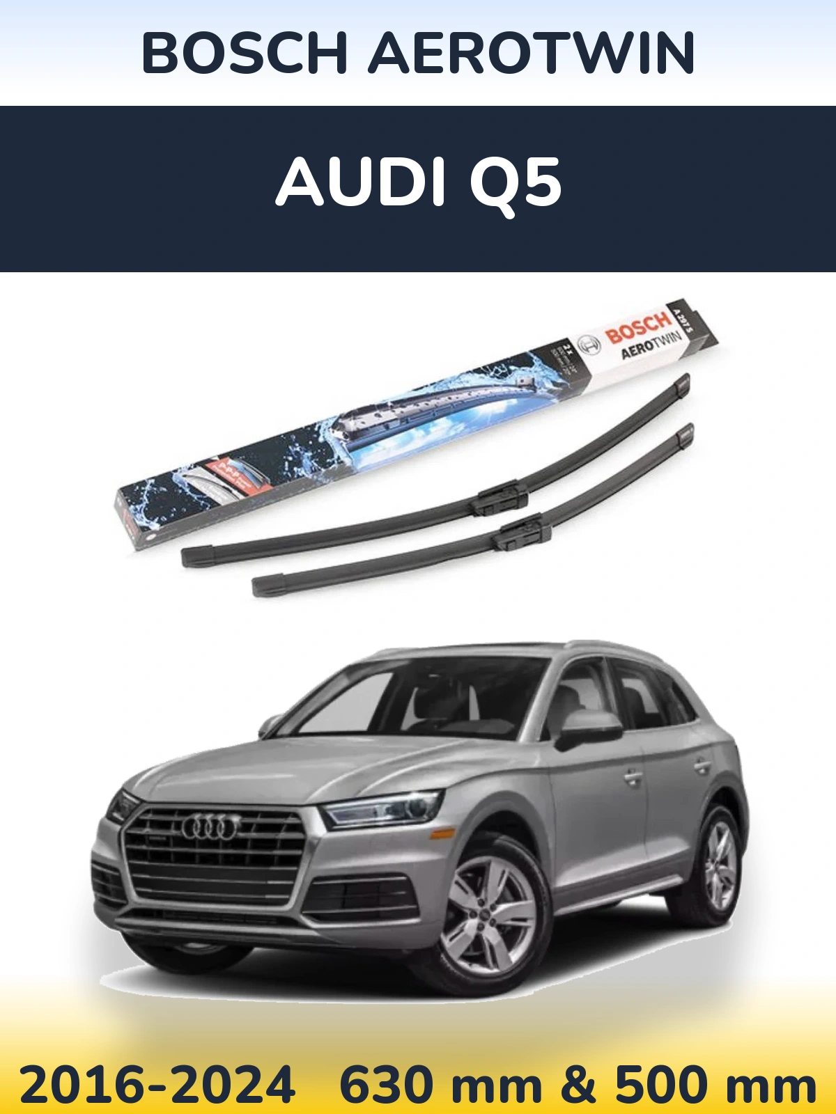 Комплект передних дворников BOSCH AeroTwin 600 & 500 мм для Audi Q5 2016-2024