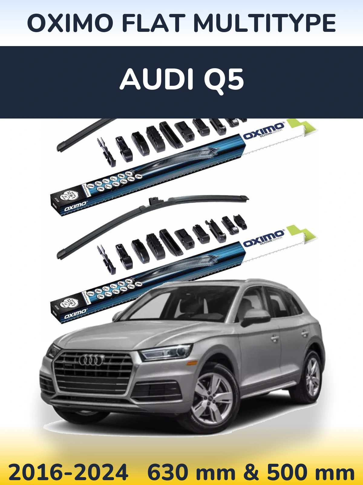 Комплект передних дворников Oximo Flat MultiТипe 600 & 500 мм для Audi Q5 2016-2024