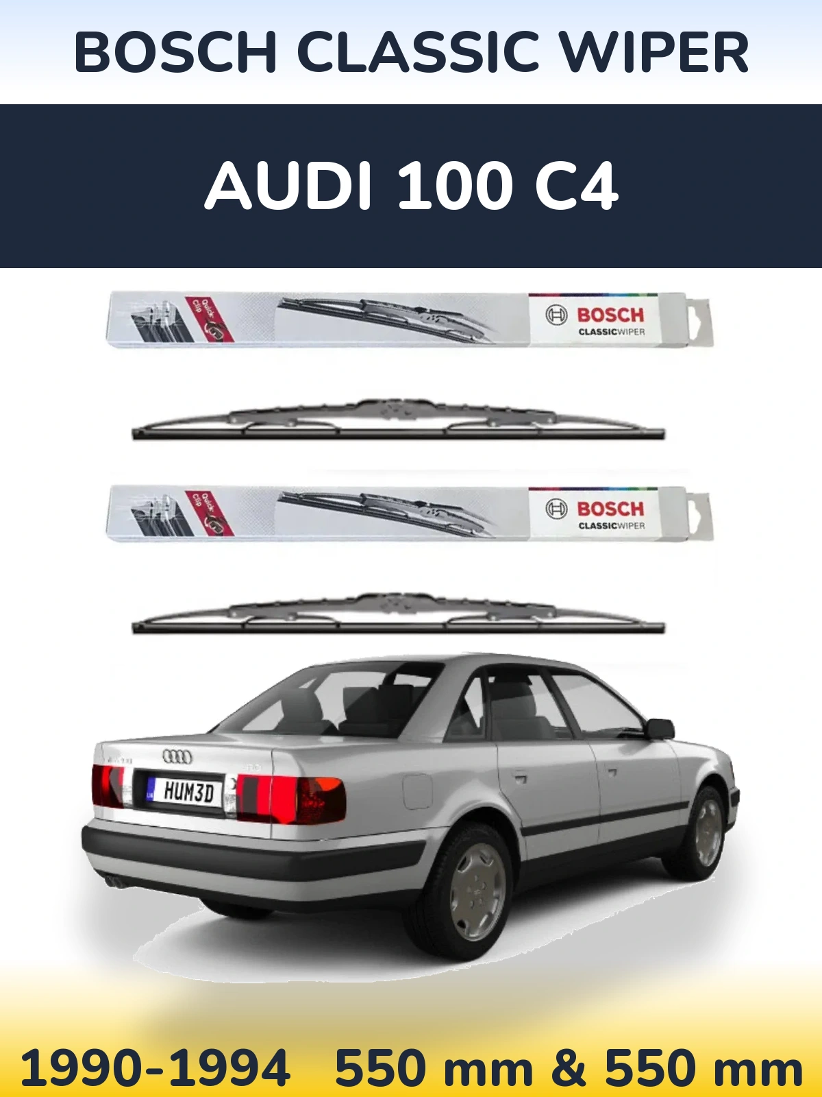 Torkarblad BOSCH Classic Wiper för Audi 100 C4
