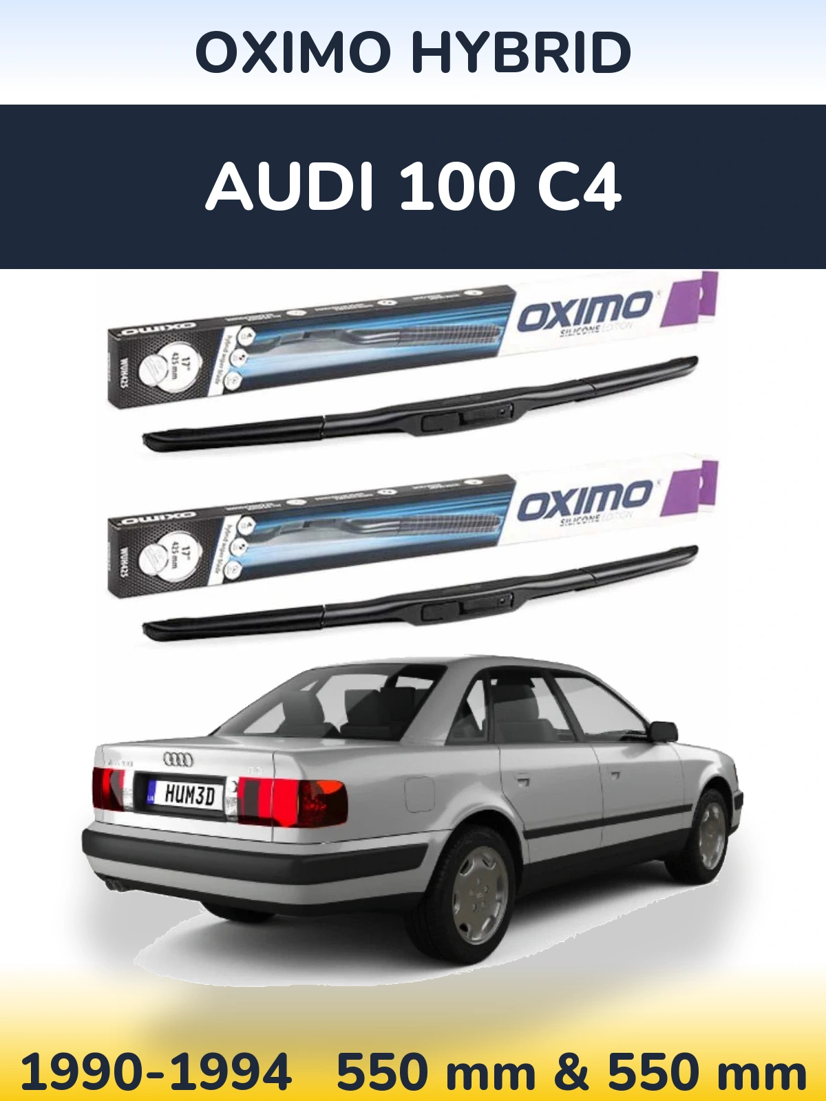 Front wiper blade set Oximo Hybrid 550 & 550 mm for Audi 100 C4 1990-1994