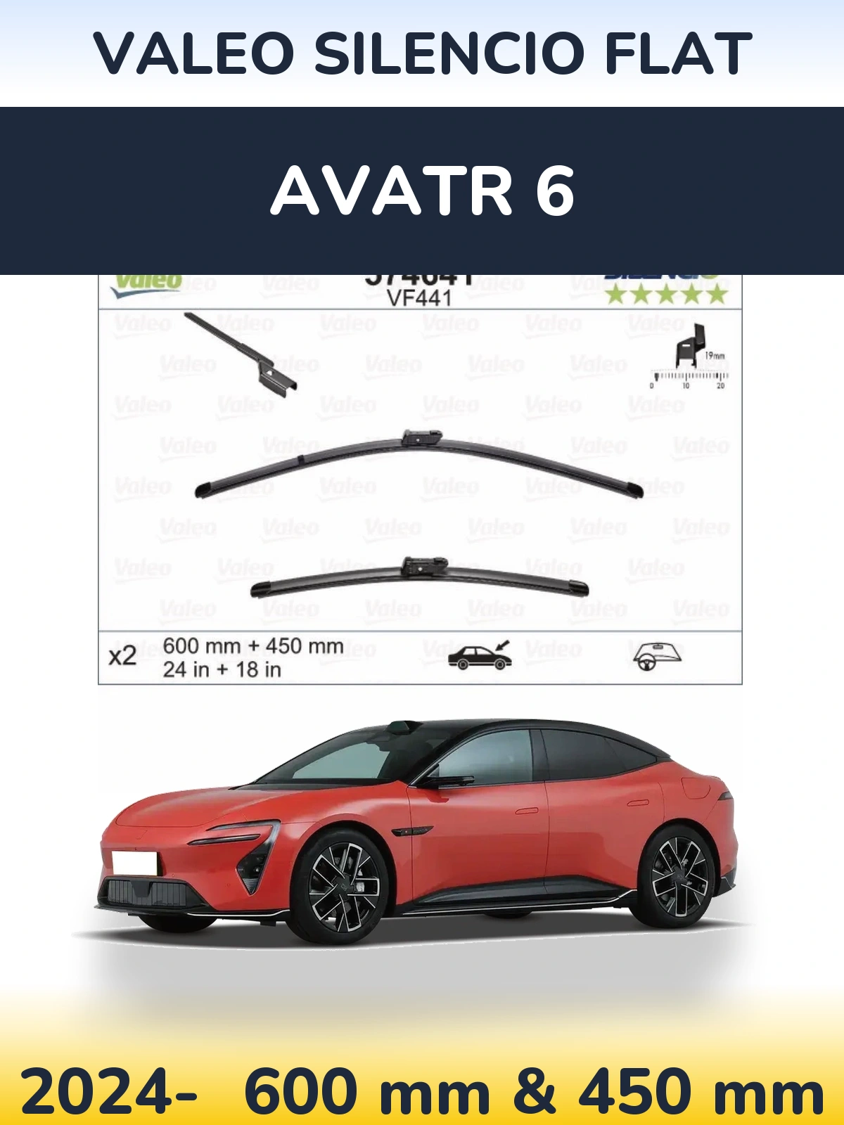 Torkarblad Valeo Silencio Flat för Avatr 6