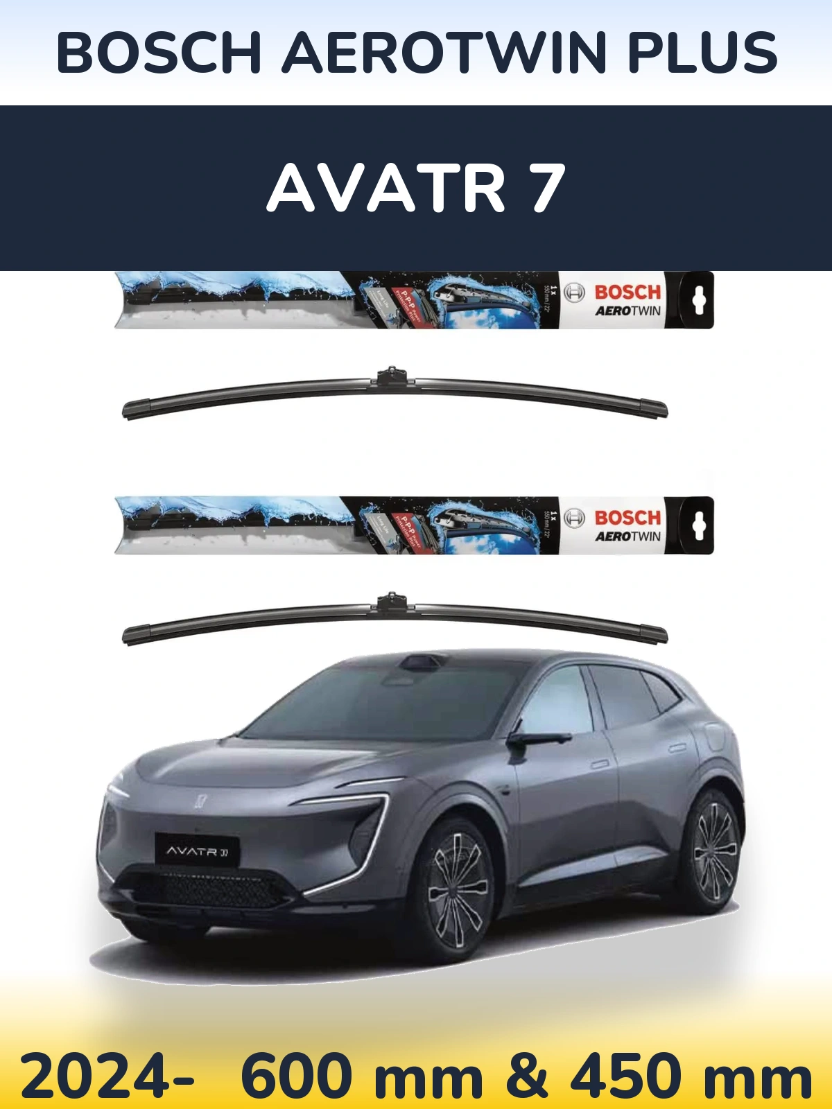 Комплект передніх щіток BOSCH AeroTwin Plus 600 & 450 мм для Avatr 7 2024-2026