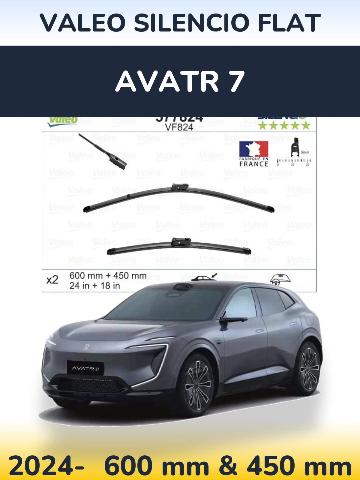 Torkarblad Valeo Silencio Flat för Avatr 7