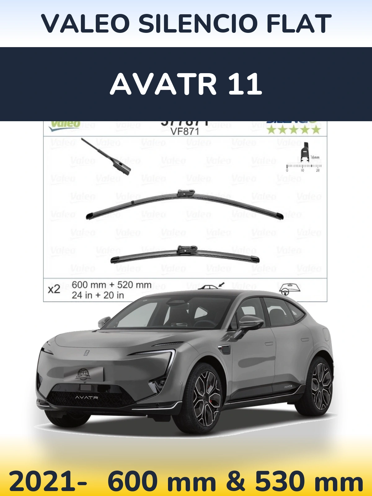 Torkarblad Valeo Silencio Flat för Avatr 11
