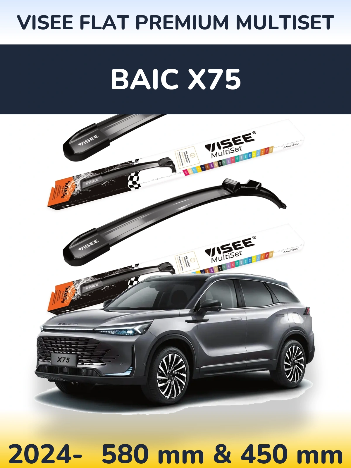 Torkarblad VISEE FLAT PREMIUM MultiSet för BAIC X75