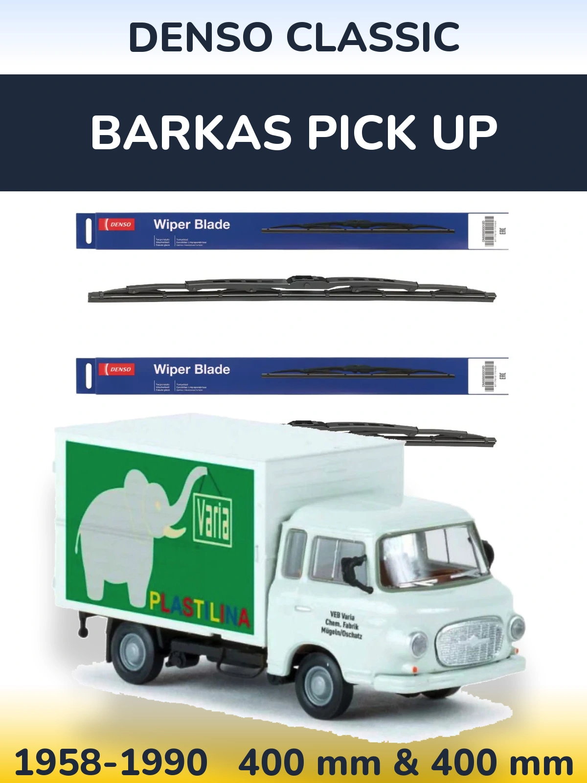 Комплект передніх щіток Denso Classic 400 & 400 мм для Barkas Pick Up 1958-1990