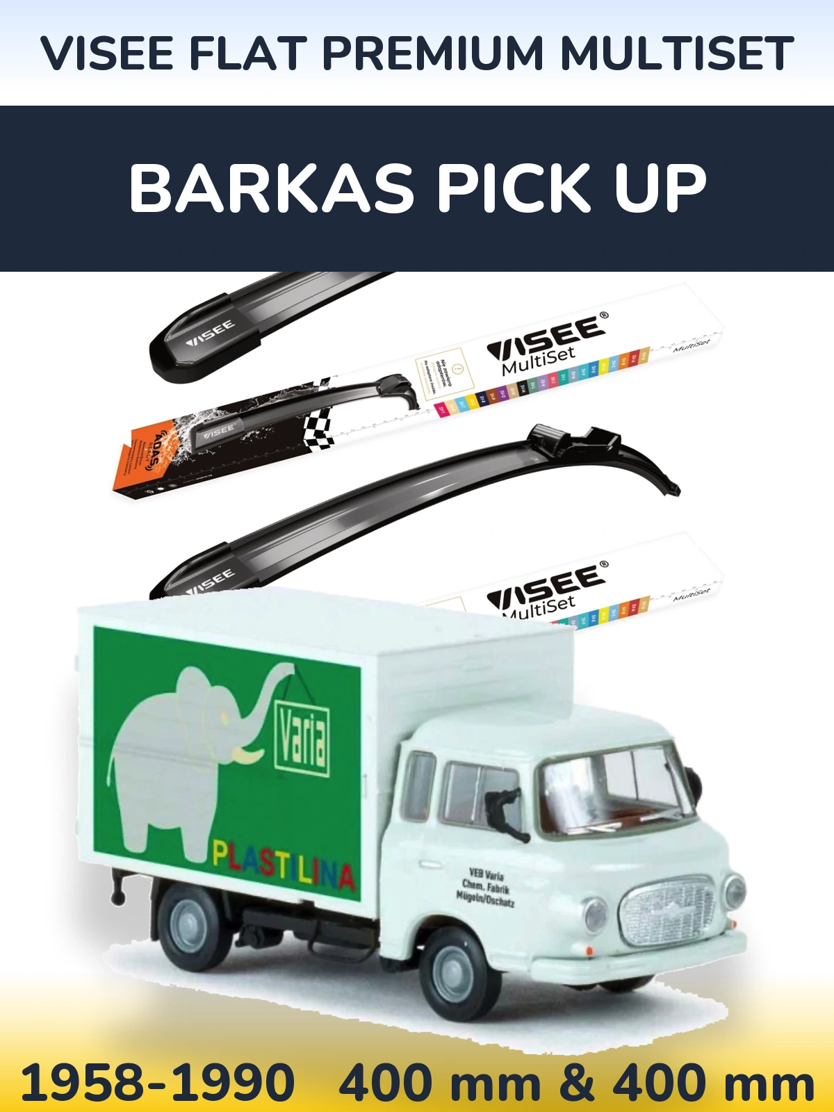 Torkarblad VISEE FLAT PREMIUM MultiSet för Barkas Pick Up
