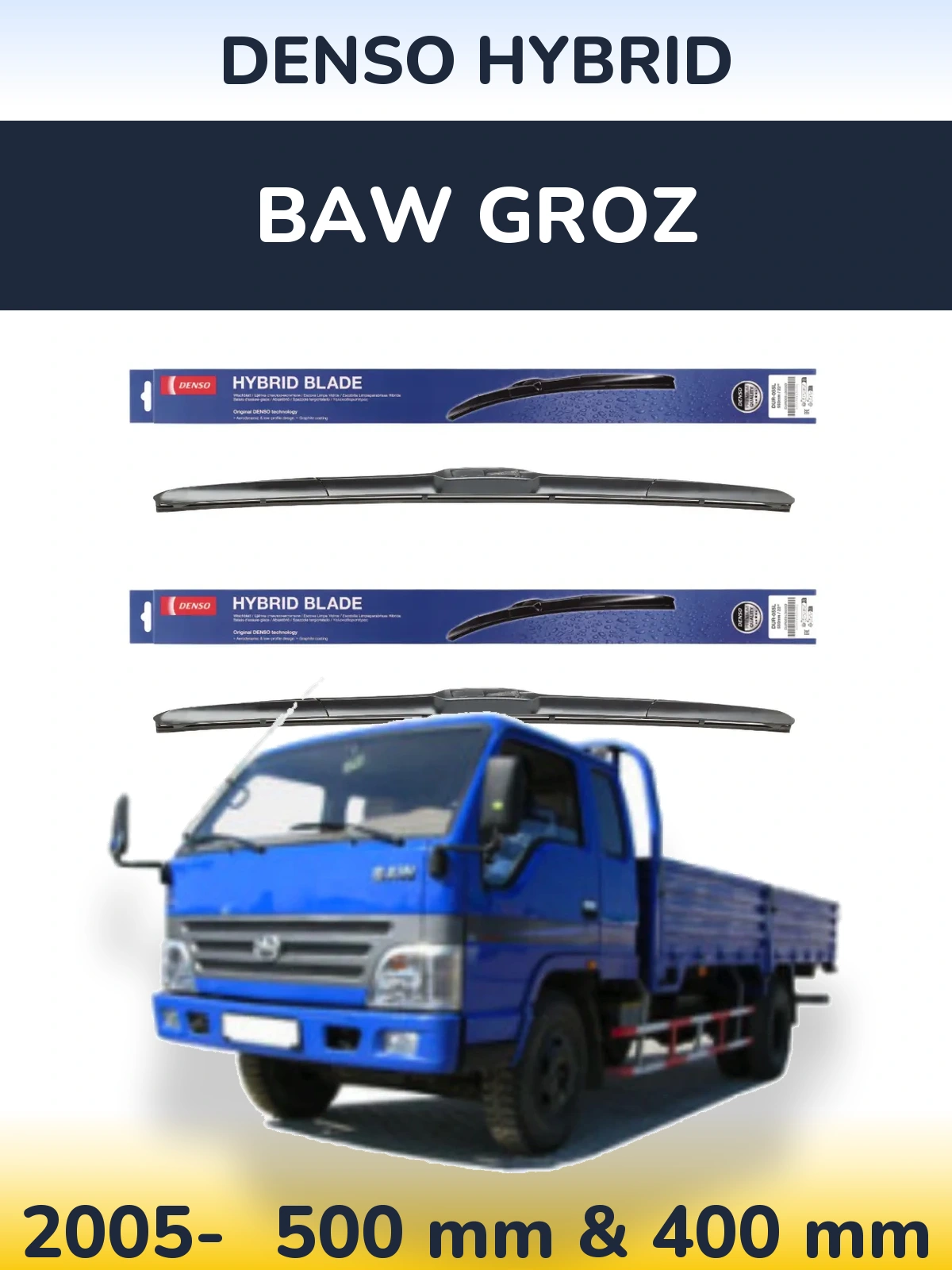 Torkarblad Denso Hybrid för BAW Groz