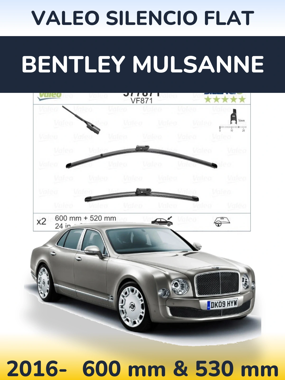 Torkarblad Valeo Silencio Flat för Bentley Mulsanne