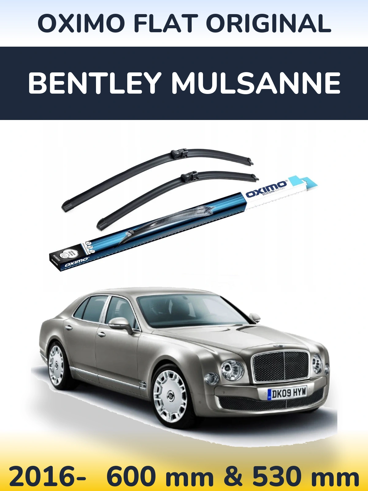 Комплект передних дворников Oximo Flat Original 600 & 530 мм для Bentley Mulsanne 2016-2026