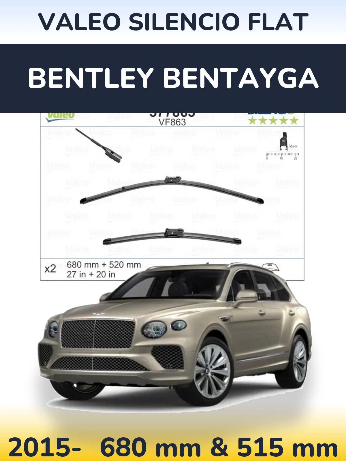 Torkarblad Valeo Silencio Flat för Bentley Bentayga