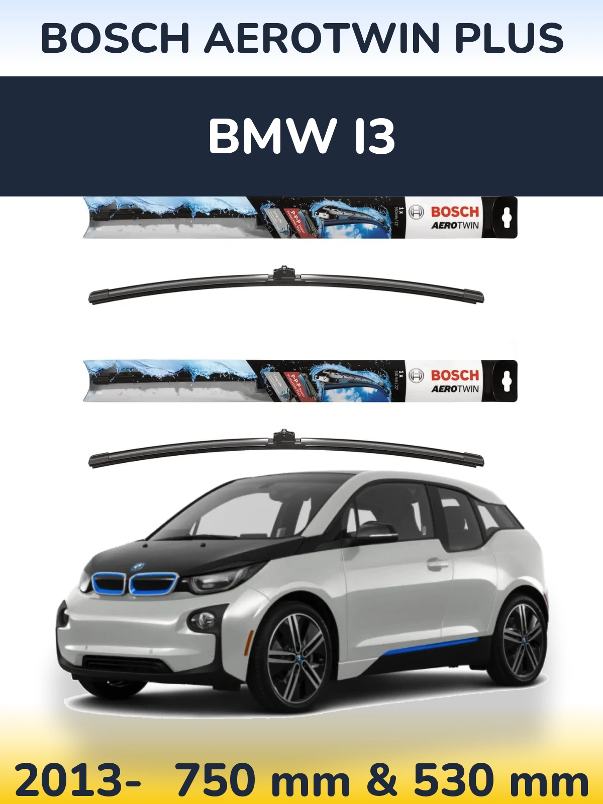Комплект передніх щіток BOSCH AeroTwin Plus 750 & 530 мм для BMW i3 2013-2026