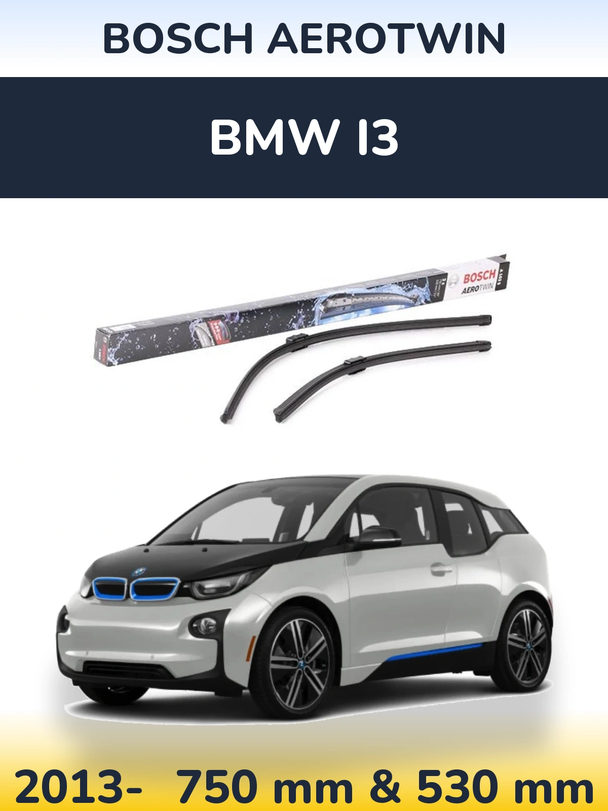 Комплект передніх щіток BOSCH AeroTwin 750 & 530 мм для BMW i3 2013-2026