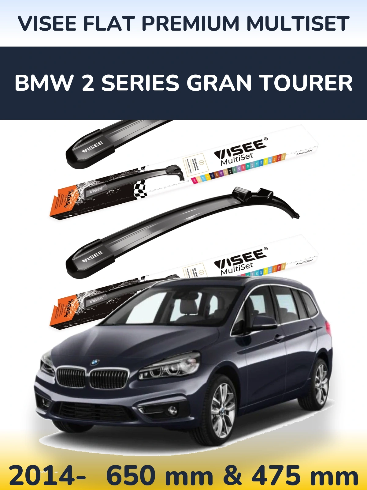 Torkarblad VISEE FLAT PREMIUM MultiSet för BMW 2 Series Gran Tourer