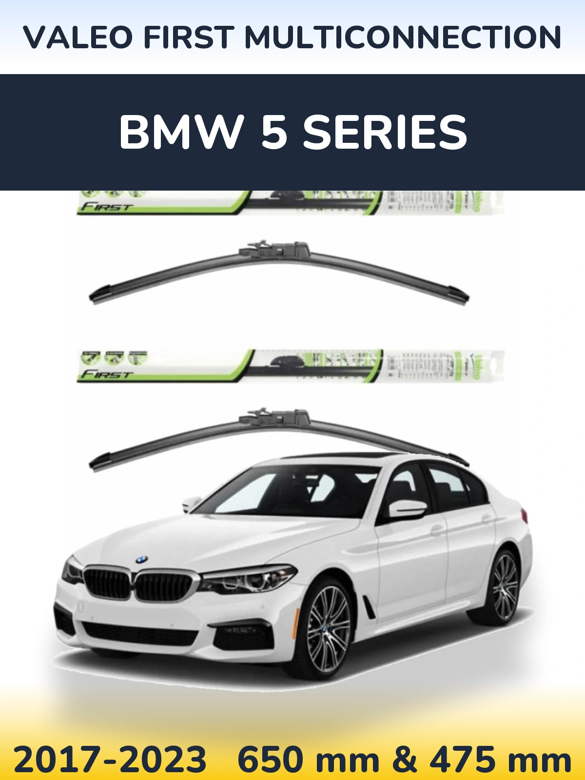 Front wiper blade set Valeo First MultiConnection 650 & 475 mm for BMW 5 Series 2017-2023