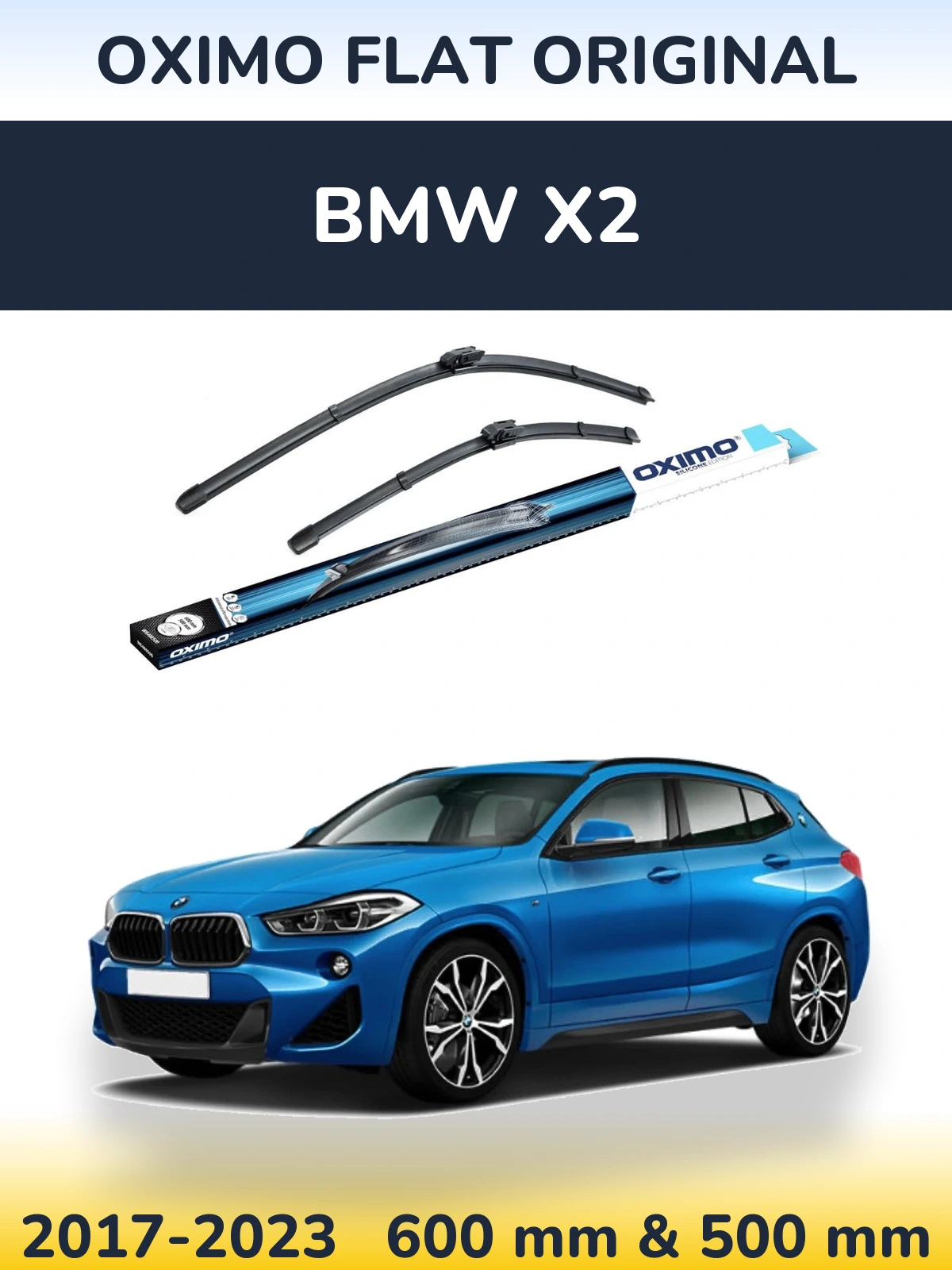 Комплект передних дворников Oximo Flat Original 600 & 500 мм для BMW X2 2017-2023