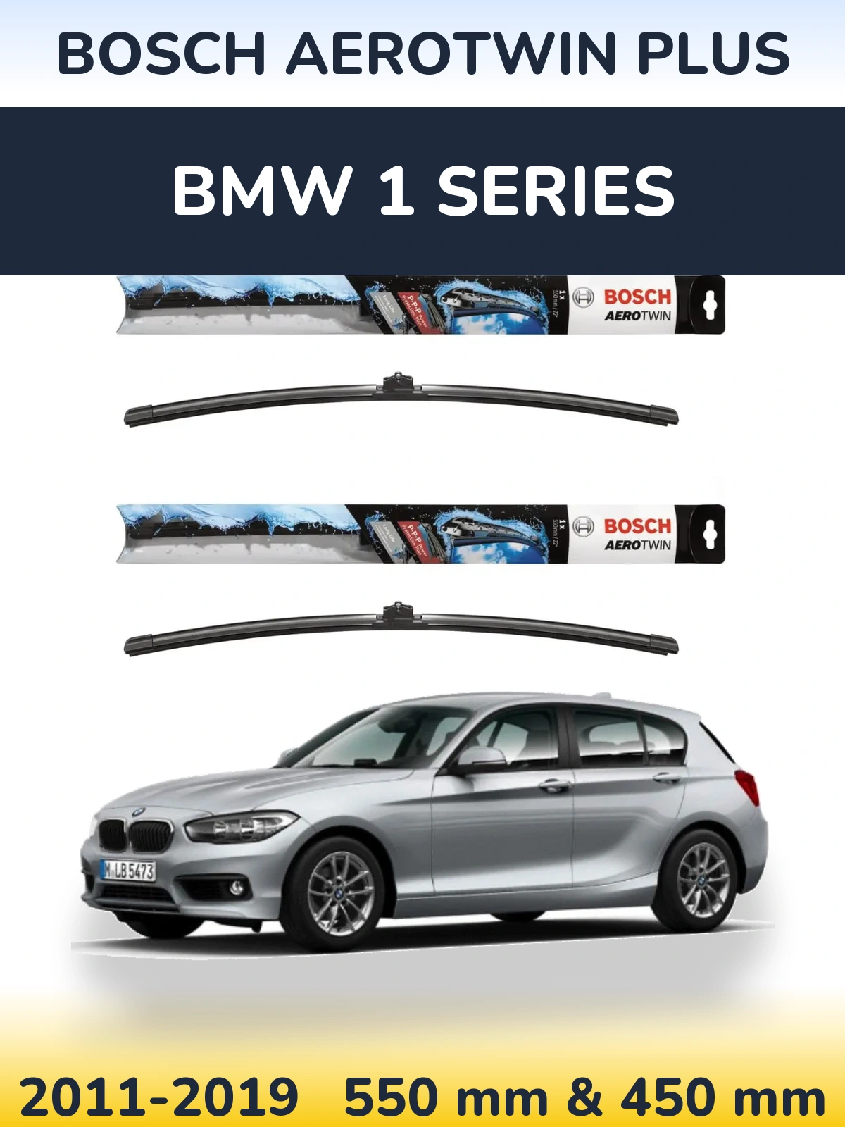 Комплект передніх щіток BOSCH AeroTwin Plus 550 & 450 мм для BMW 1 Series 2011-2019