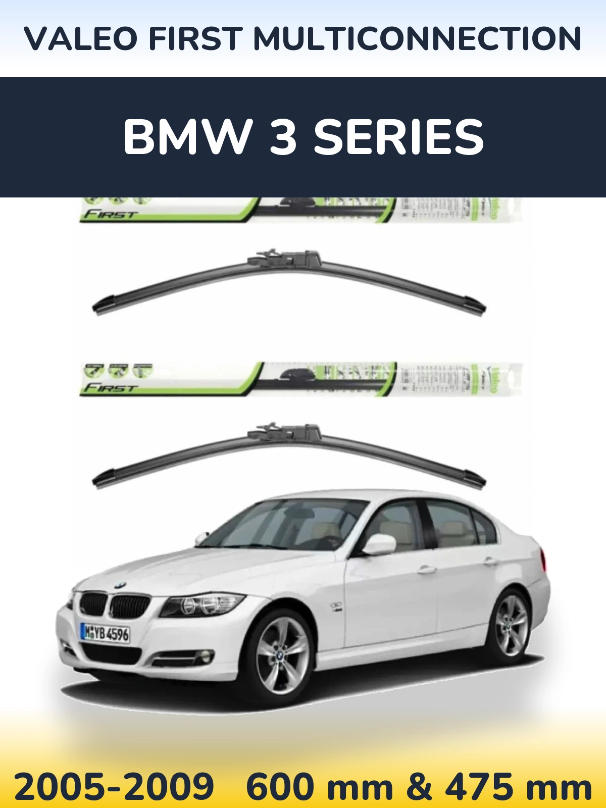 Front wiper blade set Valeo First MultiConnection 600 & 475 mm for BMW 3 Series 2005-2009