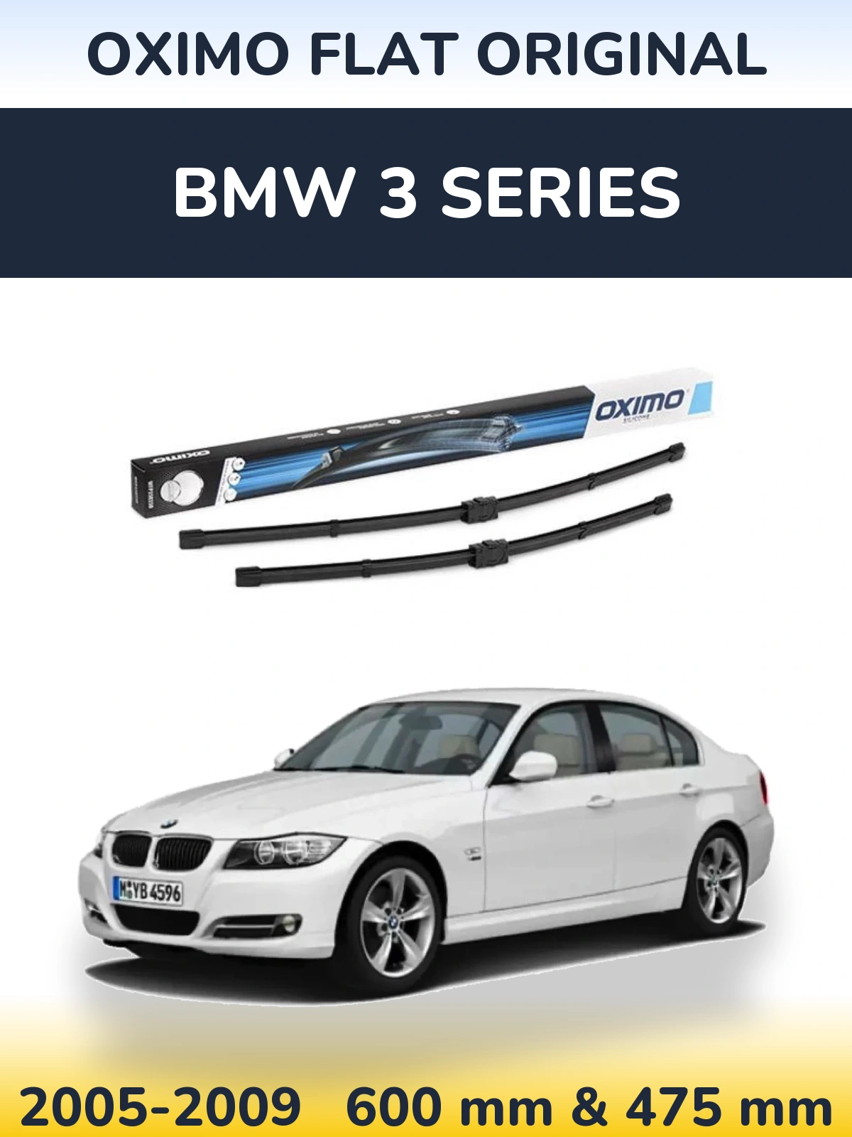Front wiper blade set Oximo Flat Original 600 & 475 mm for BMW 3 Series 2005-2009