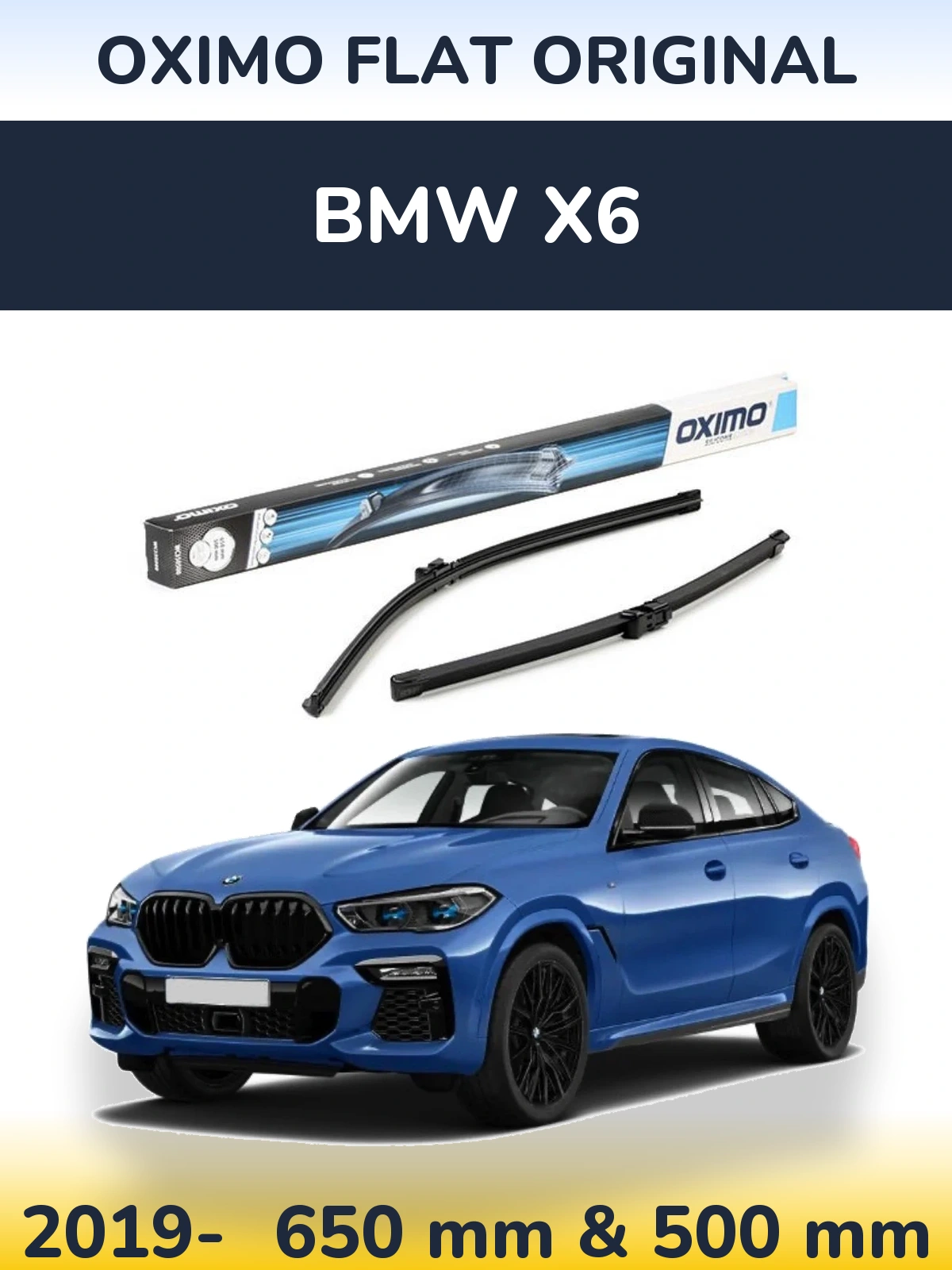 Front wiper blade set Oximo Flat Original 650 & 500 mm for BMW X6 2019-2026