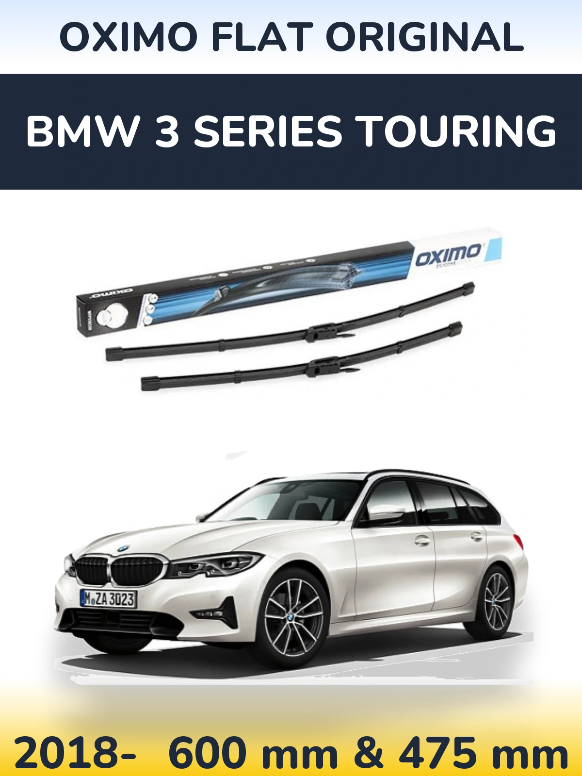 Комплект передних дворников Oximo Flat Original 600 & 475 мм для BMW 3 Series Touring 2018-2026