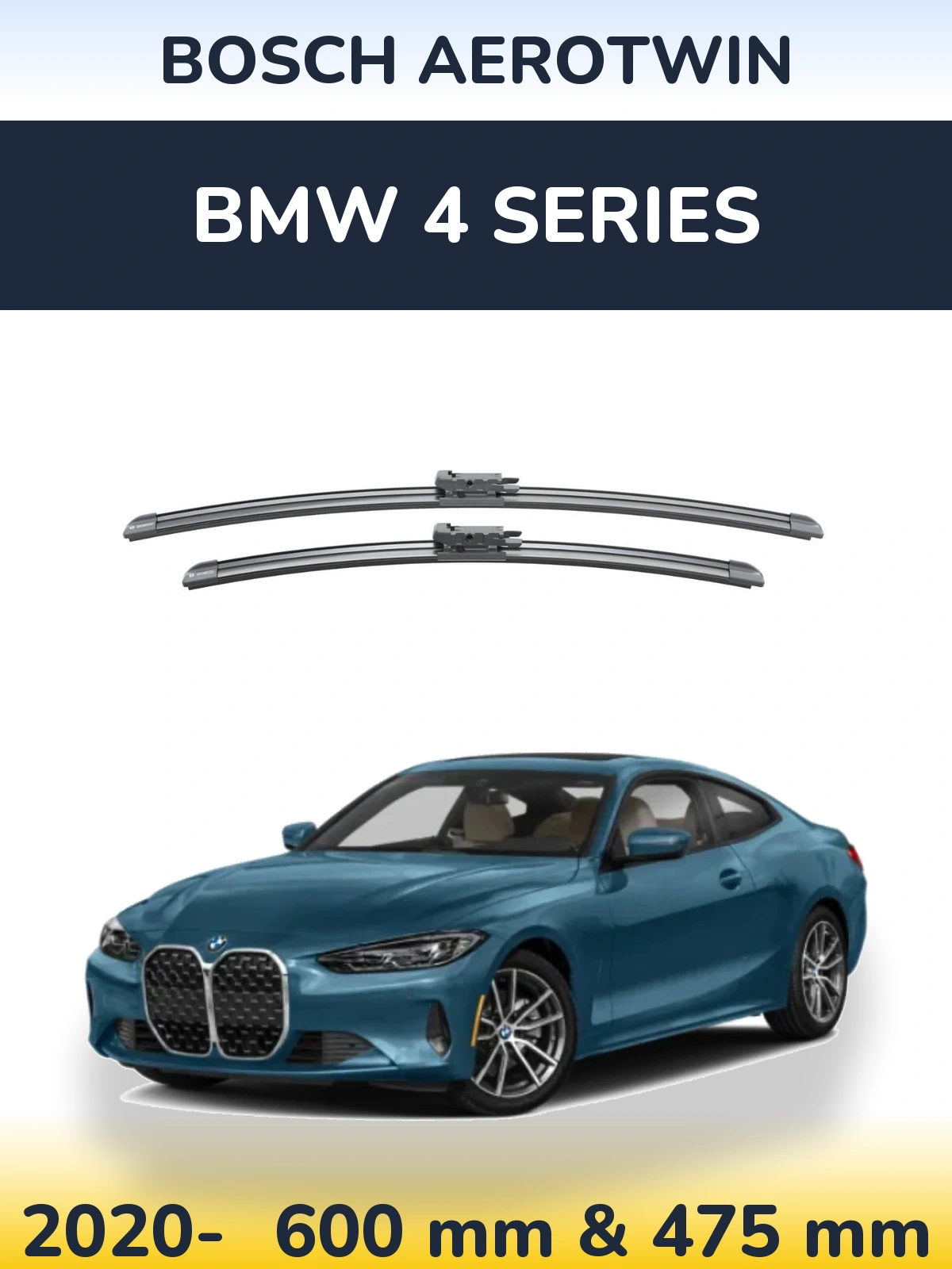 Комплект передніх щіток BOSCH AeroTwin 600 & 475 мм для BMW 4 Series 2020-2026