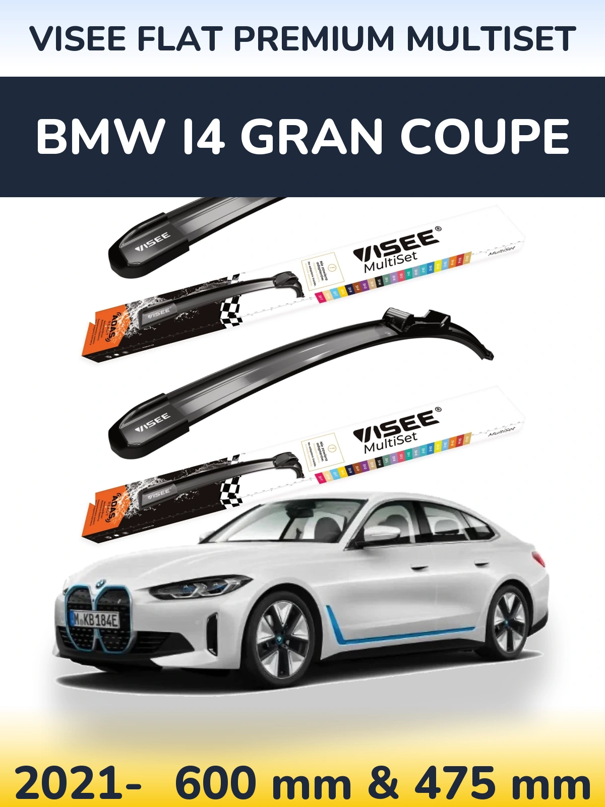 Torkarblad VISEE FLAT PREMIUM MultiSet för BMW i4 Gran Coupe