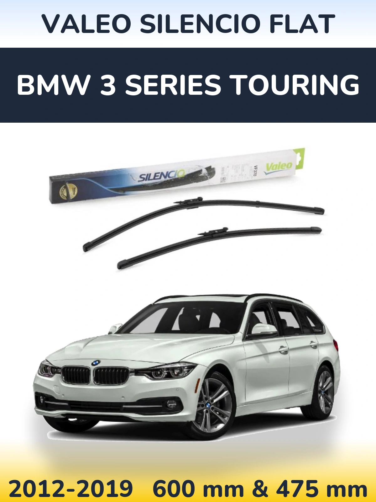 Комплект передних дворников Valeo Silencio Flat 600 & 475 мм для BMW 3 Series Touring 2012-2019