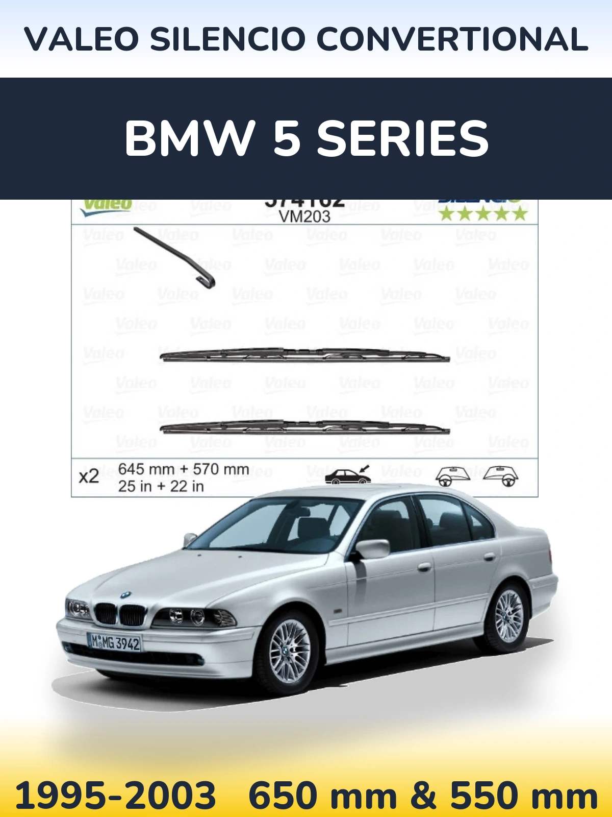Torkarblad Valeo Silencio Convertional för BMW 5 Series
