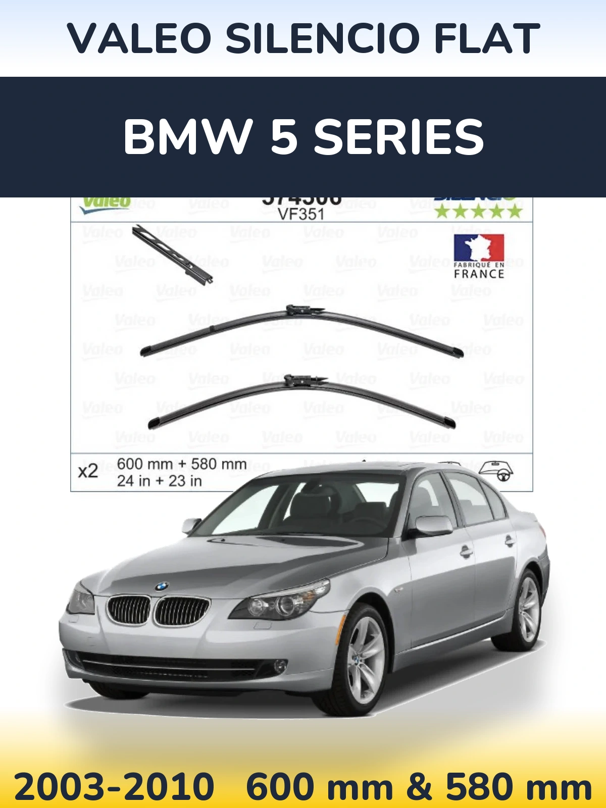 Torkarblad Valeo Silencio Flat för BMW 5 Series