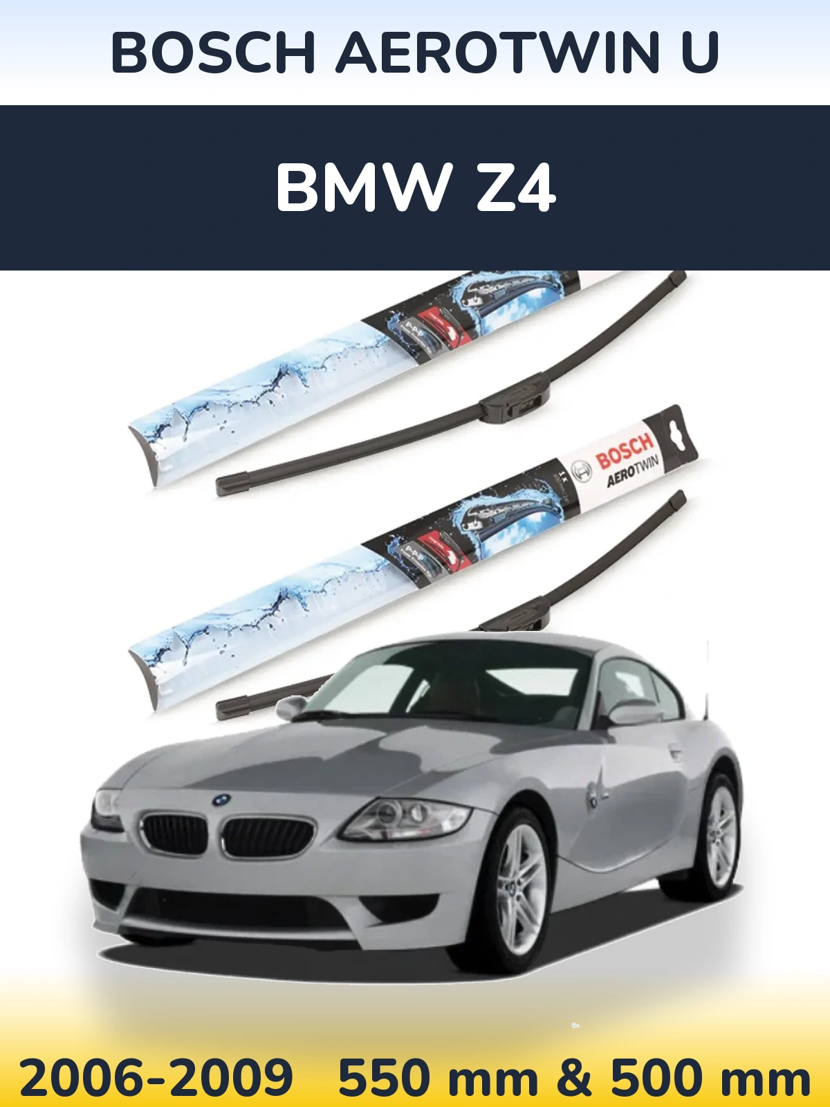 Комплект передніх щіток BOSCH AeroTwin U 550 & 500 мм для BMW Z4 2006-2009