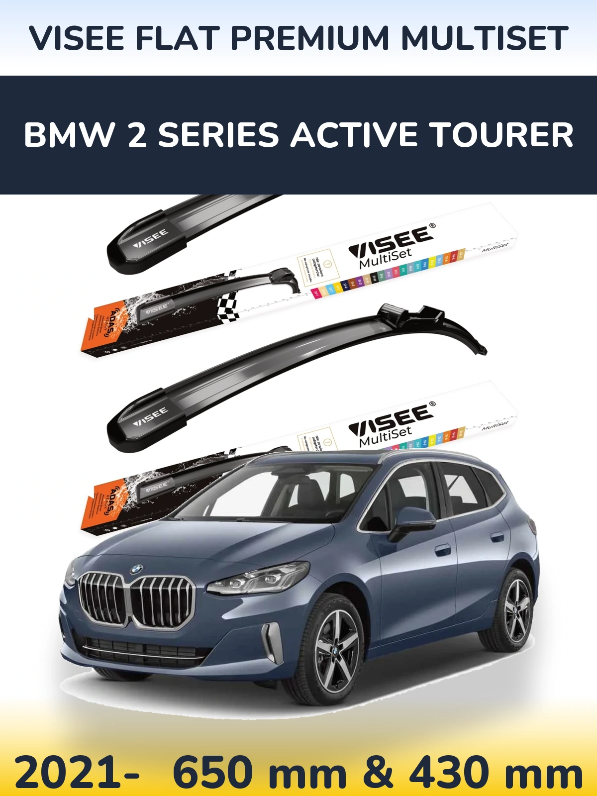 Torkarblad VISEE FLAT PREMIUM MultiSet för BMW 2 Series Active Tourer