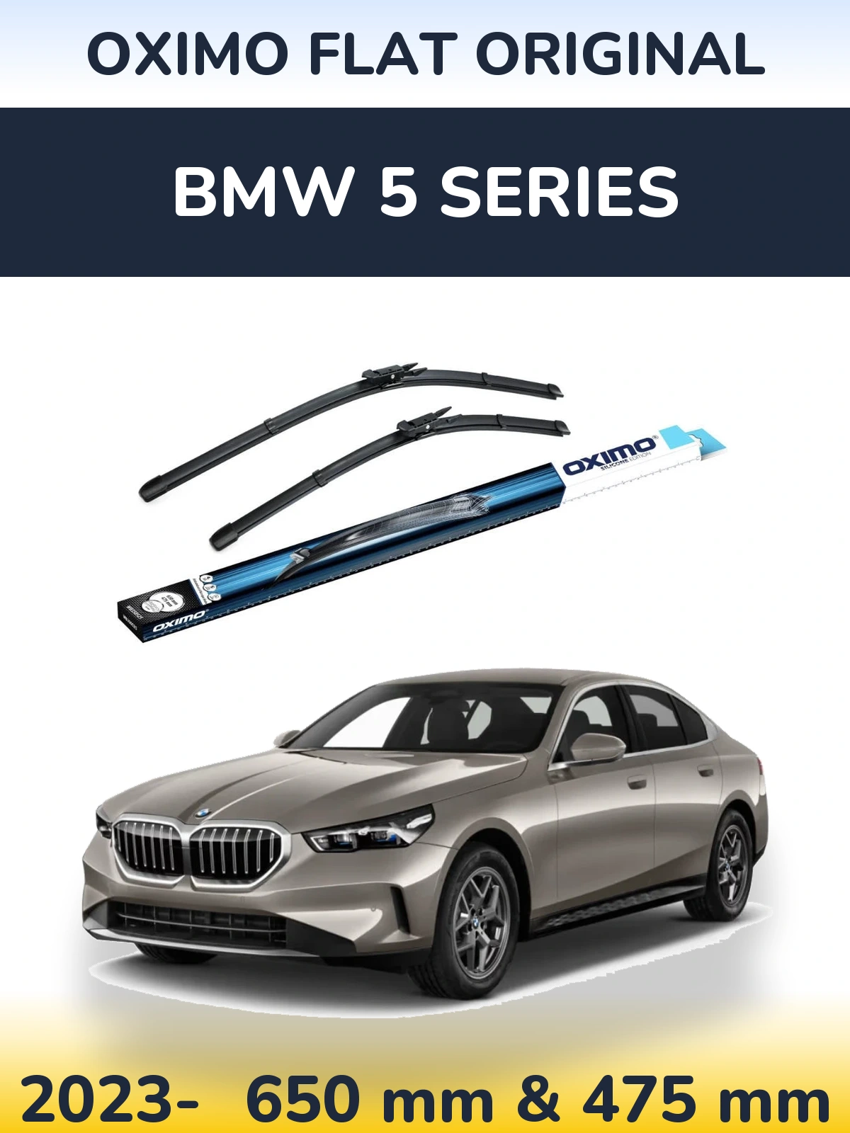 Комплект передніх щіток Oximo Flat Original 650 & 475 мм для BMW 5 Series 2023-2026