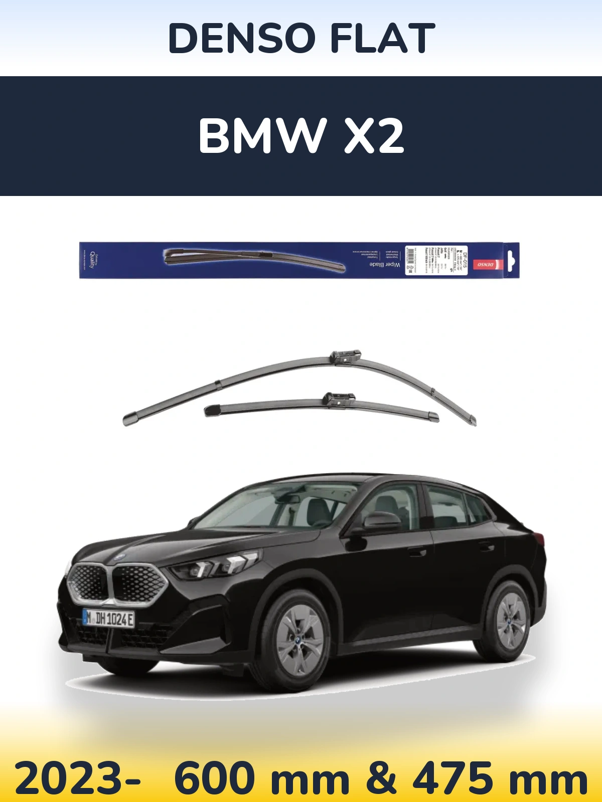Комплект передніх щіток Denso Flat 600 & 475 мм для BMW X2 2023-2026