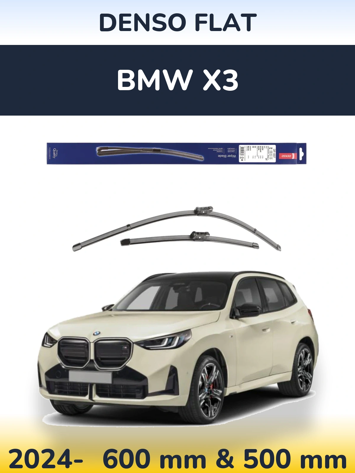 Front wiper blade set Denso Flat 600 & 500 mm for BMW X3 2024-2026