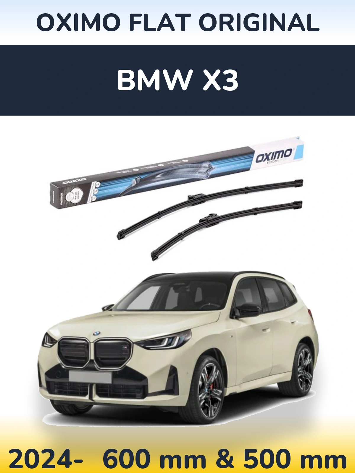 Front wiper blade set Oximo Flat Original 600 & 500 mm for BMW X3 2024-2026