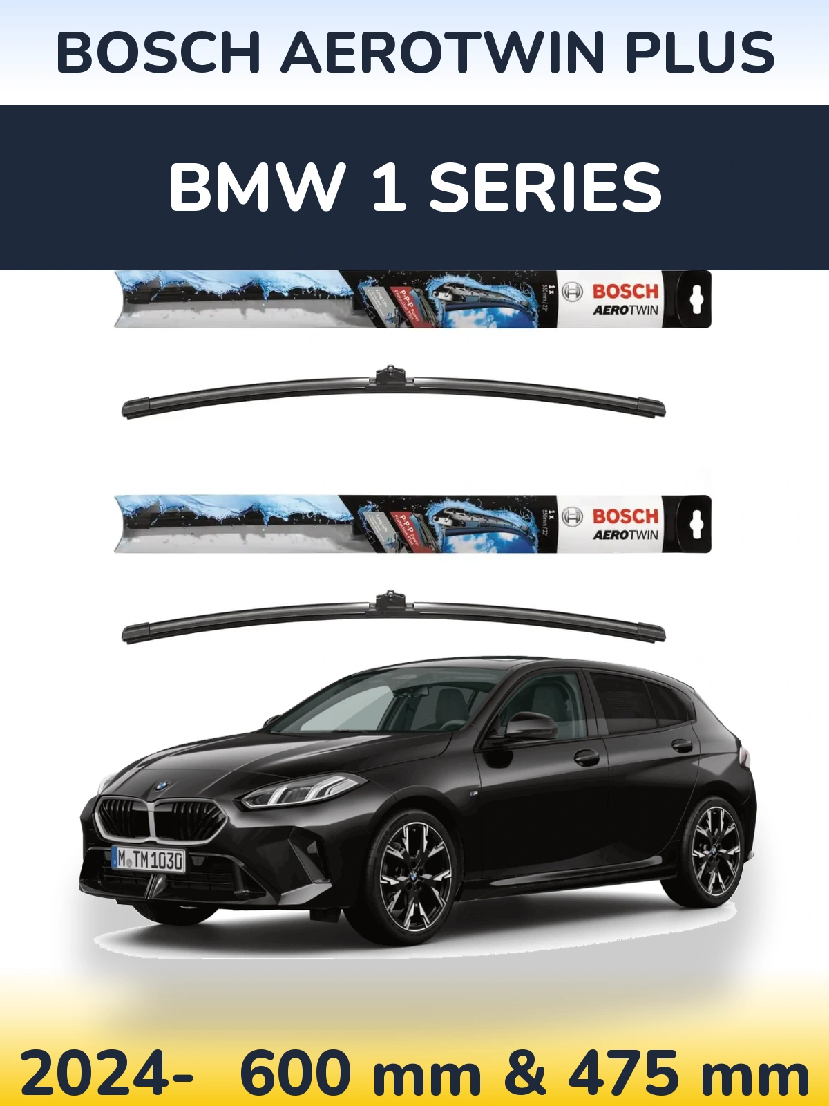 Комплект передніх щіток BOSCH AeroTwin Plus 600 & 475 мм для BMW 1 Series 2024-2026