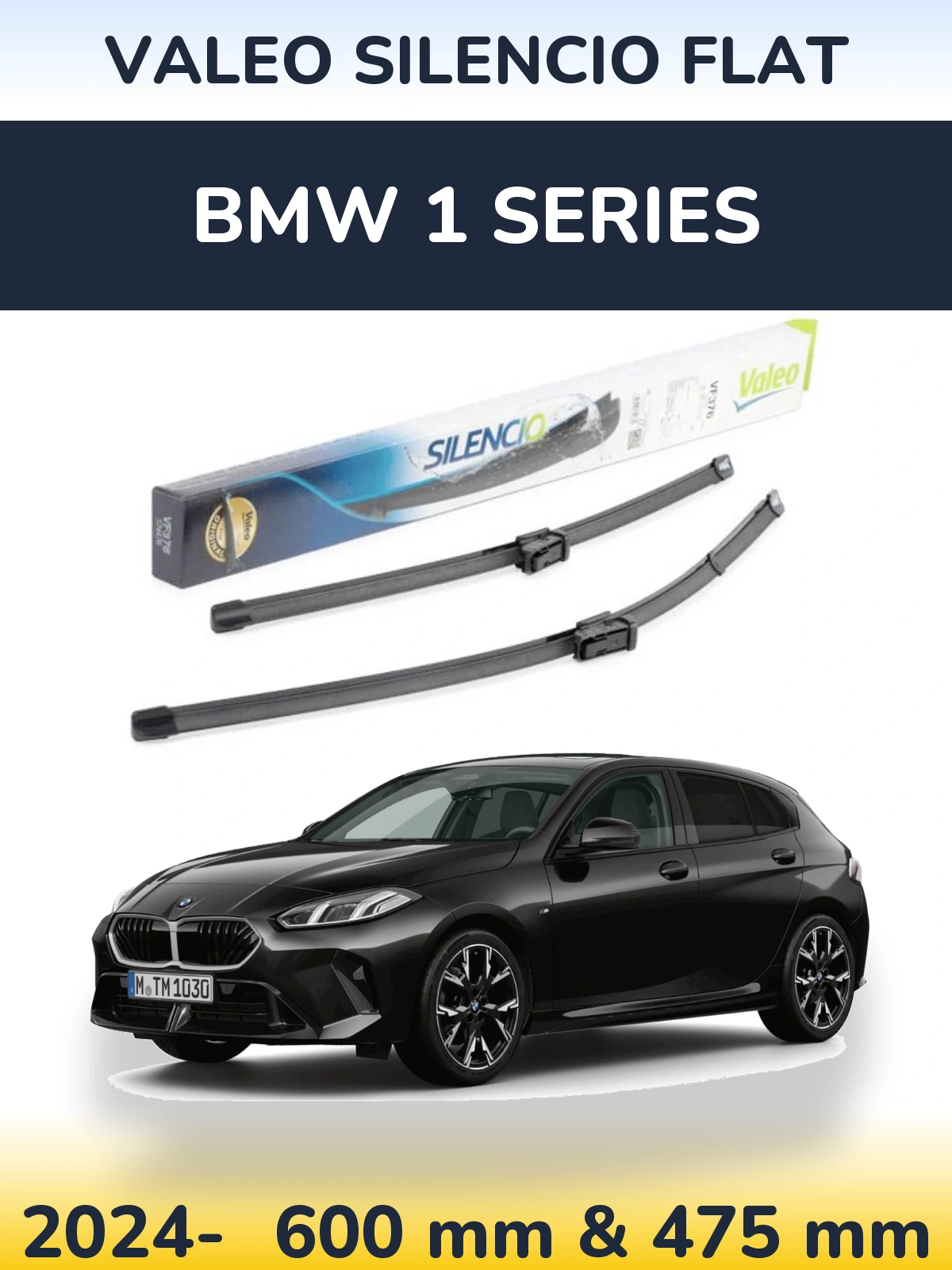 Комплект передніх щіток Valeo Silencio Flat 600 & 475 мм для BMW 1 Series 2024-2026