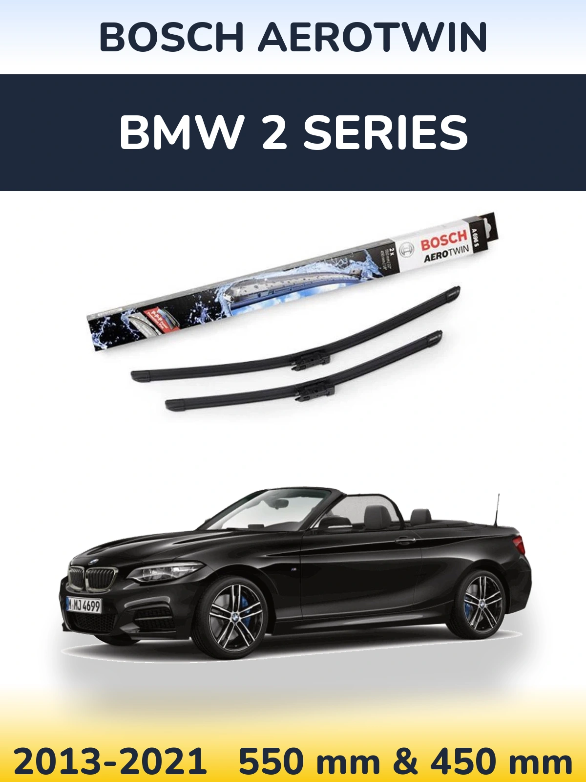 Комплект передних дворников BOSCH AeroTwin 550 & 450 мм для BMW 2 Series 2013-2021