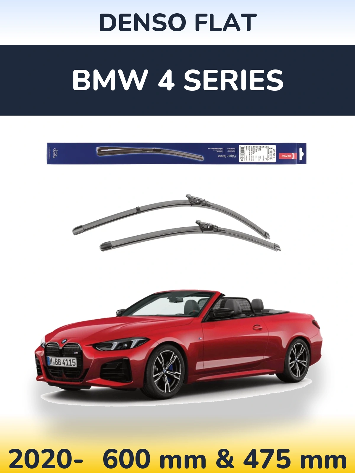 Комплект передніх щіток Denso Flat 600 & 475 мм для BMW 4 Series 2020-2026
