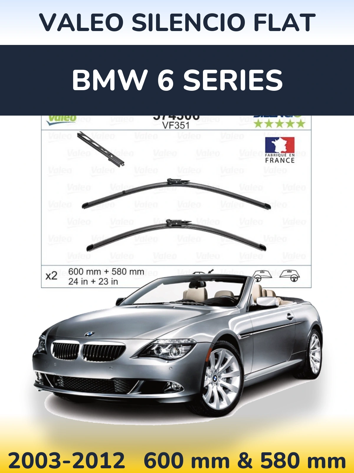 Torkarblad Valeo Silencio Flat för BMW 6 Series