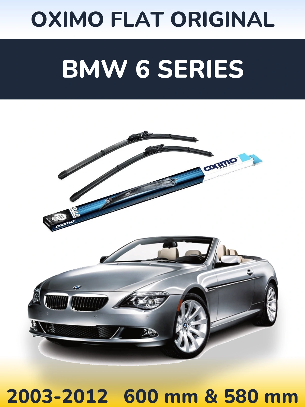 Комплект передних дворников Oximo Flat Original 600 & 580 мм для BMW 6 Series 2003-2012