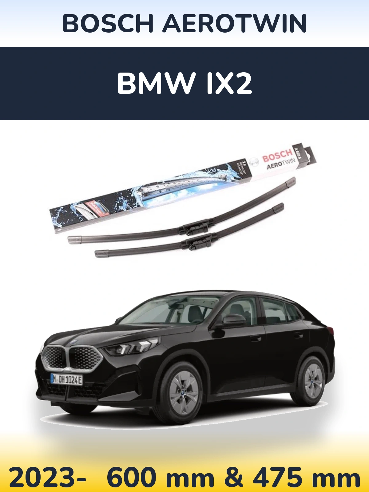 Комплект передніх щіток BOSCH AeroTwin 600 & 475 мм для BMW iX2 2023-2026