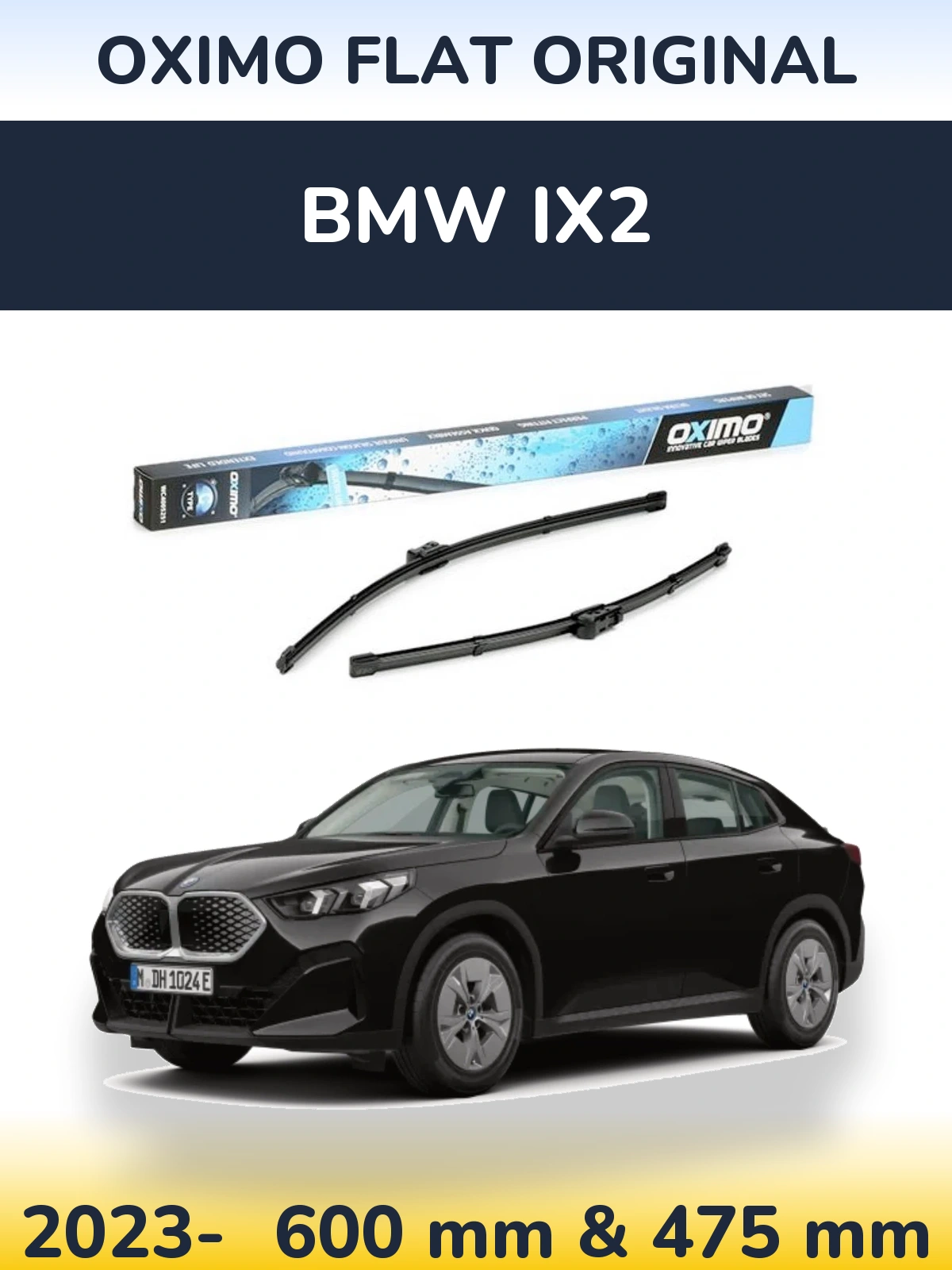 Комплект передних дворников Oximo Flat Original 600 & 475 мм для BMW iX2 2023-2026