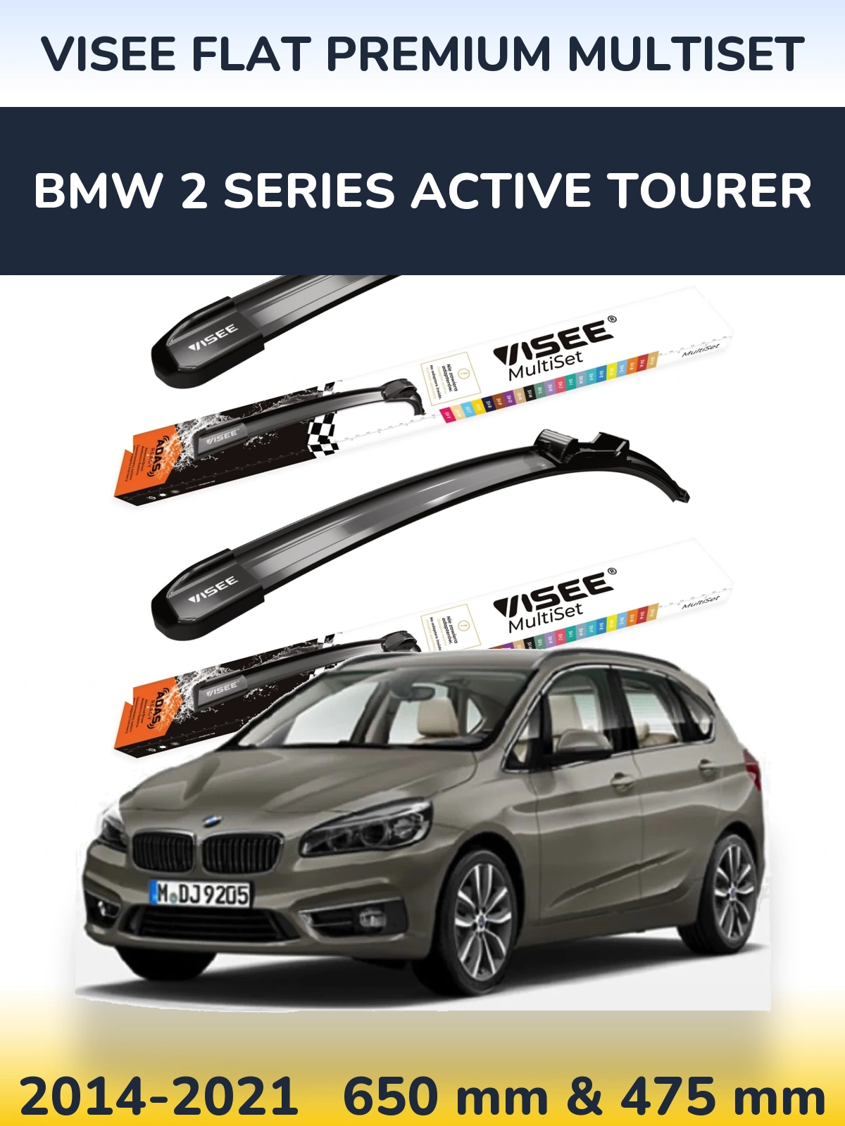 Torkarblad VISEE FLAT PREMIUM MultiSet för BMW 2 Series Active Tourer