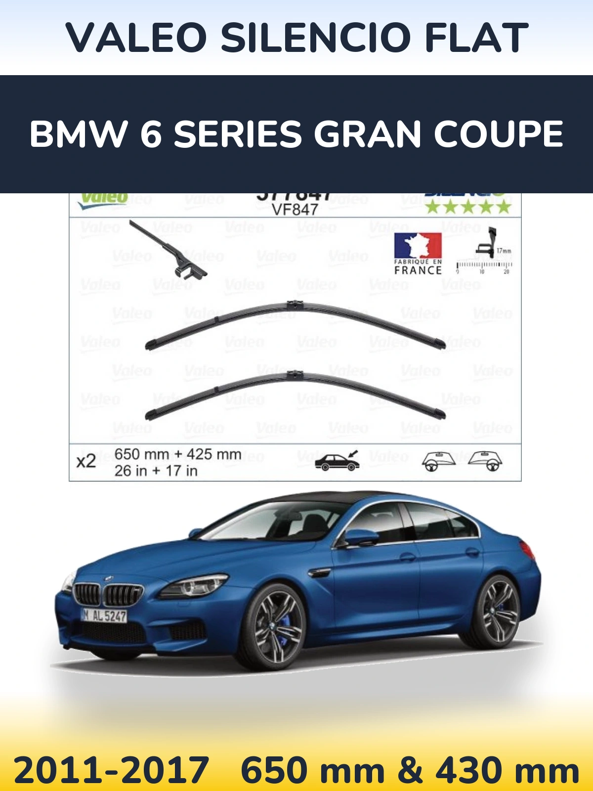 Torkarblad Valeo Silencio Flat för BMW 6 Series Gran Coupe