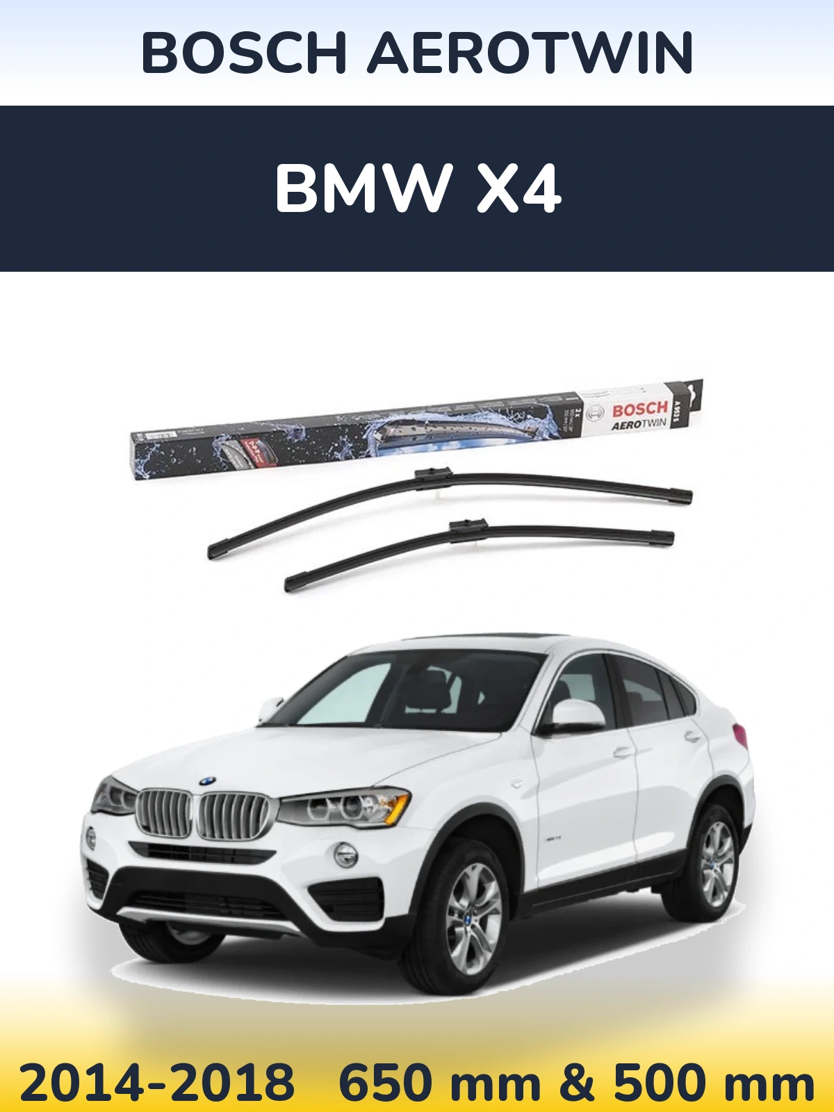 Комплект передніх щіток BOSCH AeroTwin 650 & 500 мм для BMW X4 2014-2018